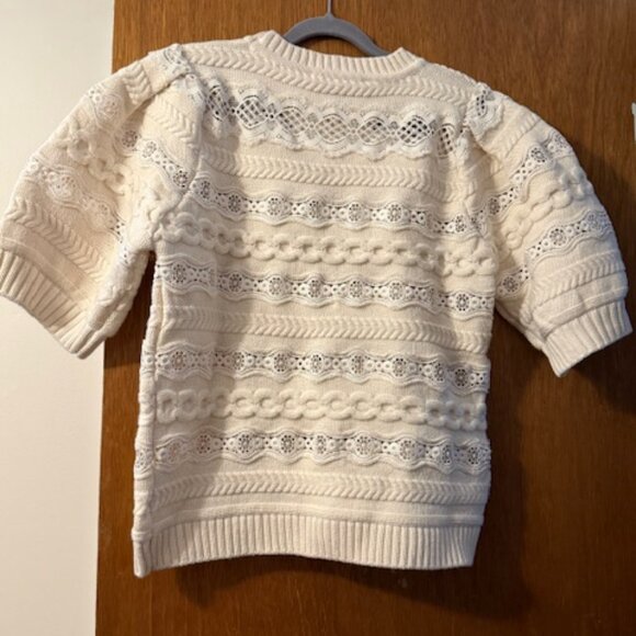 Sea New York Dentelle wool and lace puff sleeve pullover sweater Size Large